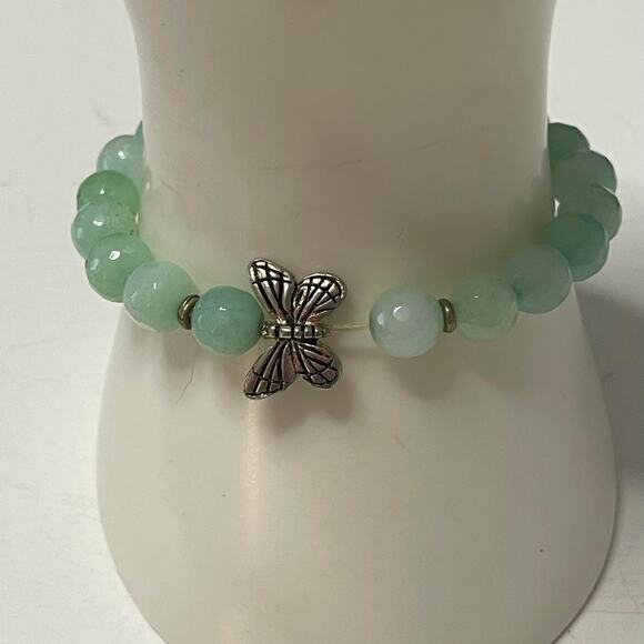 CAREGIVEGROW.ORG bracelet actual faceted blue green stone stretch style jewelry - Picture 10 of 12